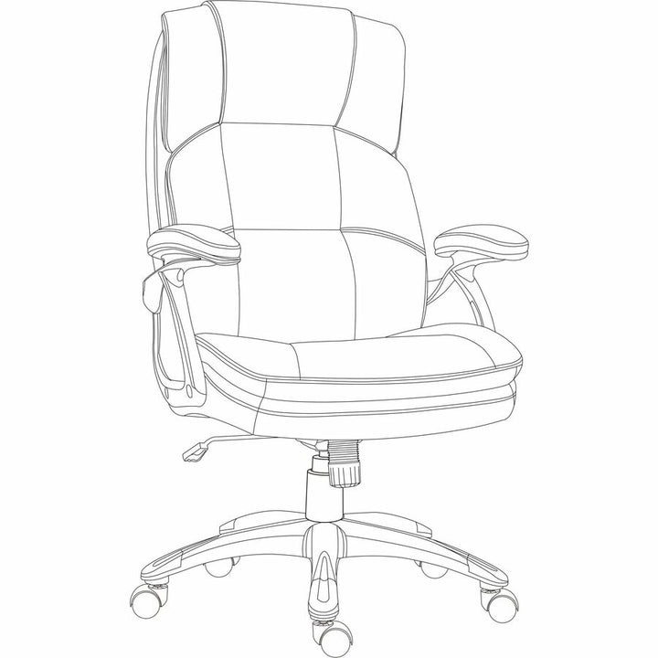 Image of Lorell Hi-Back Chair, PU Leather, 27"x32"x44-1/2", BK
