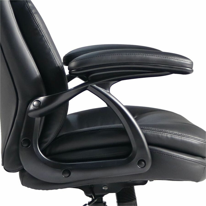 Image of Lorell Hi-Back Chair, PU Leather, 27"x32"x44-1/2", BK