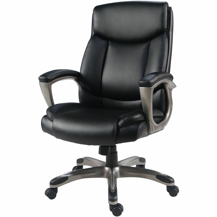 Image of Lorell High-Back Chair,PU,Loop Arms,25.8"x28.3"x41.5"-44.5",Black