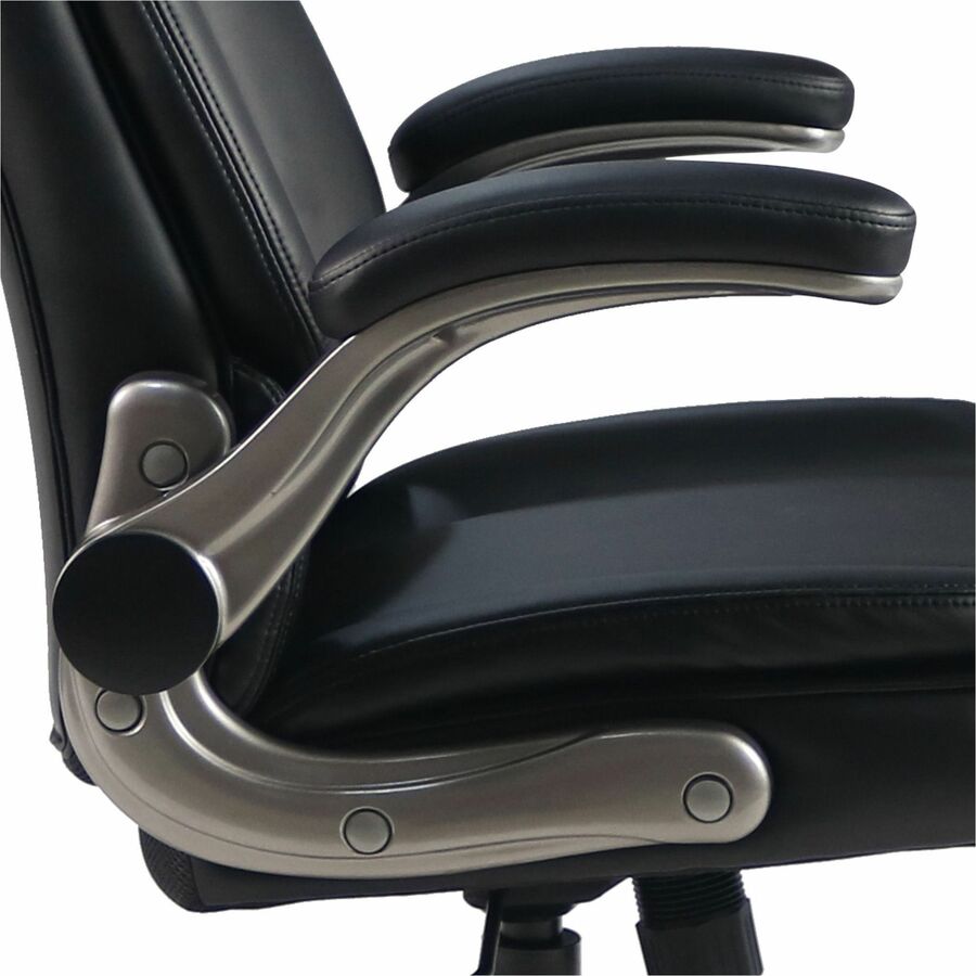 Image of Lorell 63271 Sera High-Back Manager Chair, Polyurethane Seat Material, Polyurethane Back Material, High Back, Black, Armrest, 1 Each