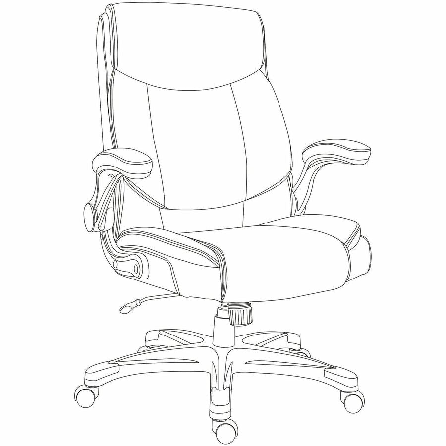 Image of Lorell 63271 Sera High-Back Manager Chair, Polyurethane Seat Material, Polyurethane Back Material, High Back, Black, Armrest, 1 Each
