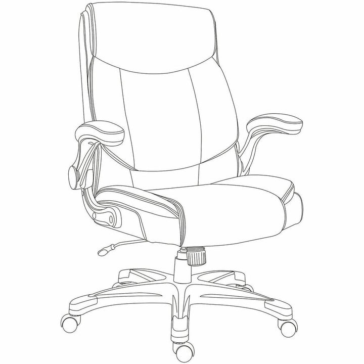 Image of Lorell 63271 Sera High-Back Manager Chair, Polyurethane Seat Material, Polyurethane Back Material, High Back, Black, Armrest, 1 Each
