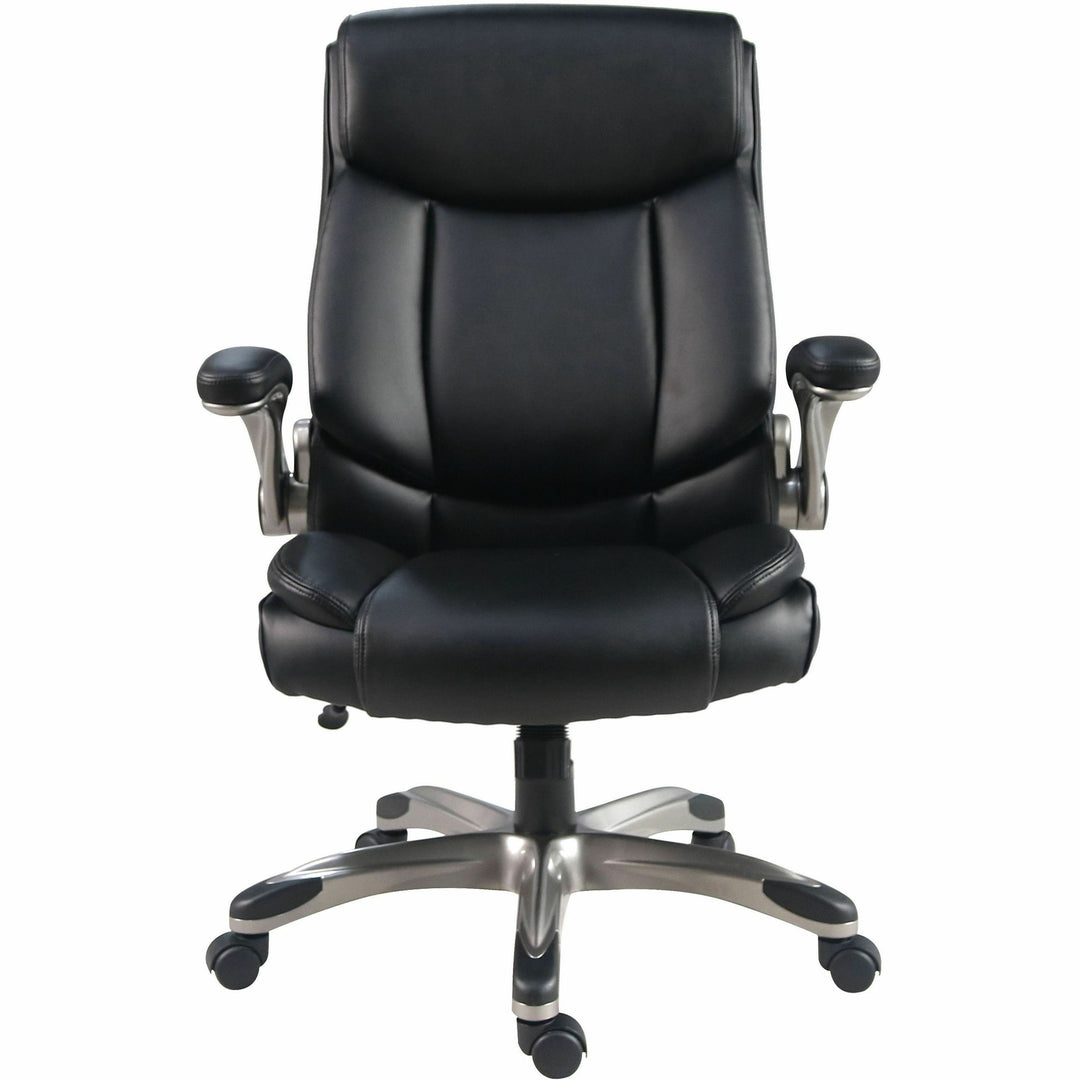 Image of Lorell 63271 Sera High-Back Manager Chair, Polyurethane Seat Material, Polyurethane Back Material, High Back, Black, Armrest, 1 Each