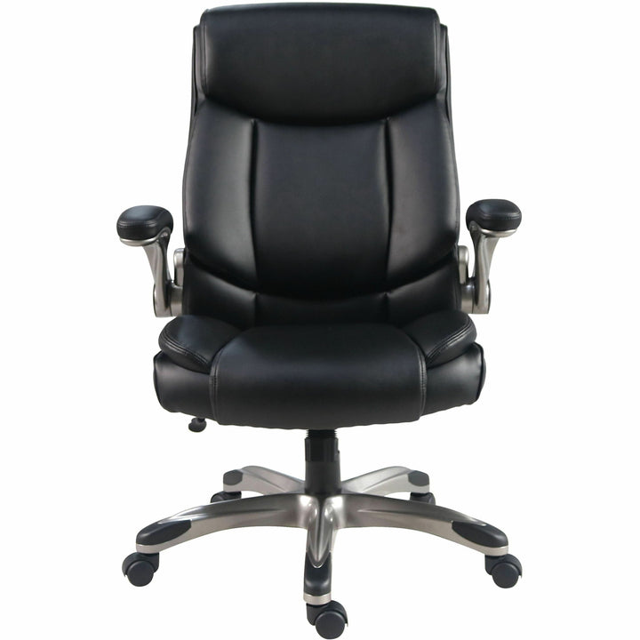 Image of Lorell 63271 Sera High-Back Manager Chair, Polyurethane Seat Material, Polyurethane Back Material, High Back, Black, Armrest, 1 Each