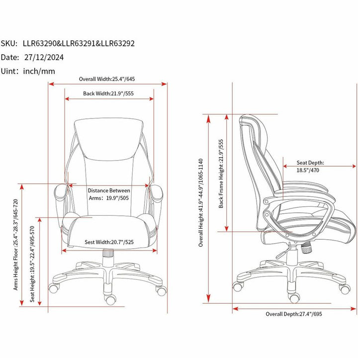 Image of Lorell 63290 Kyros High-Back Executive Chair