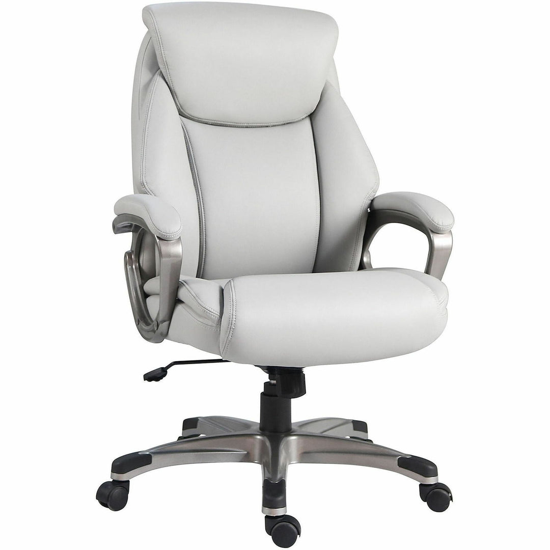 Image of Lorell High-Back Chair,PU,Loop Arms,25.4"x27.4"x41.9"-44.9",Gray