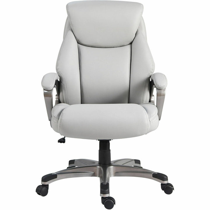 Image of Lorell High-Back Chair,PU,Loop Arms,25.4"x27.4"x41.9"-44.9",Gray