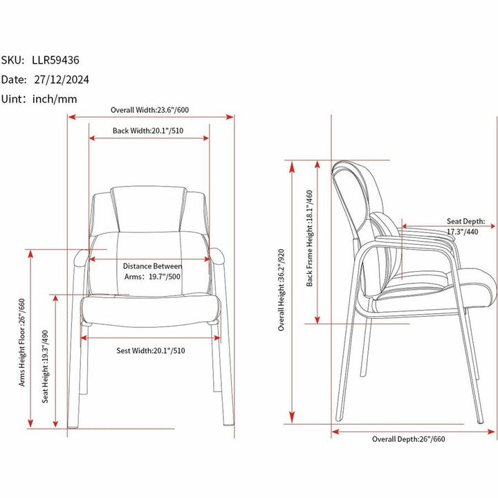 Image of Lorell 59436 Cushioned Low-Back Guest Chair