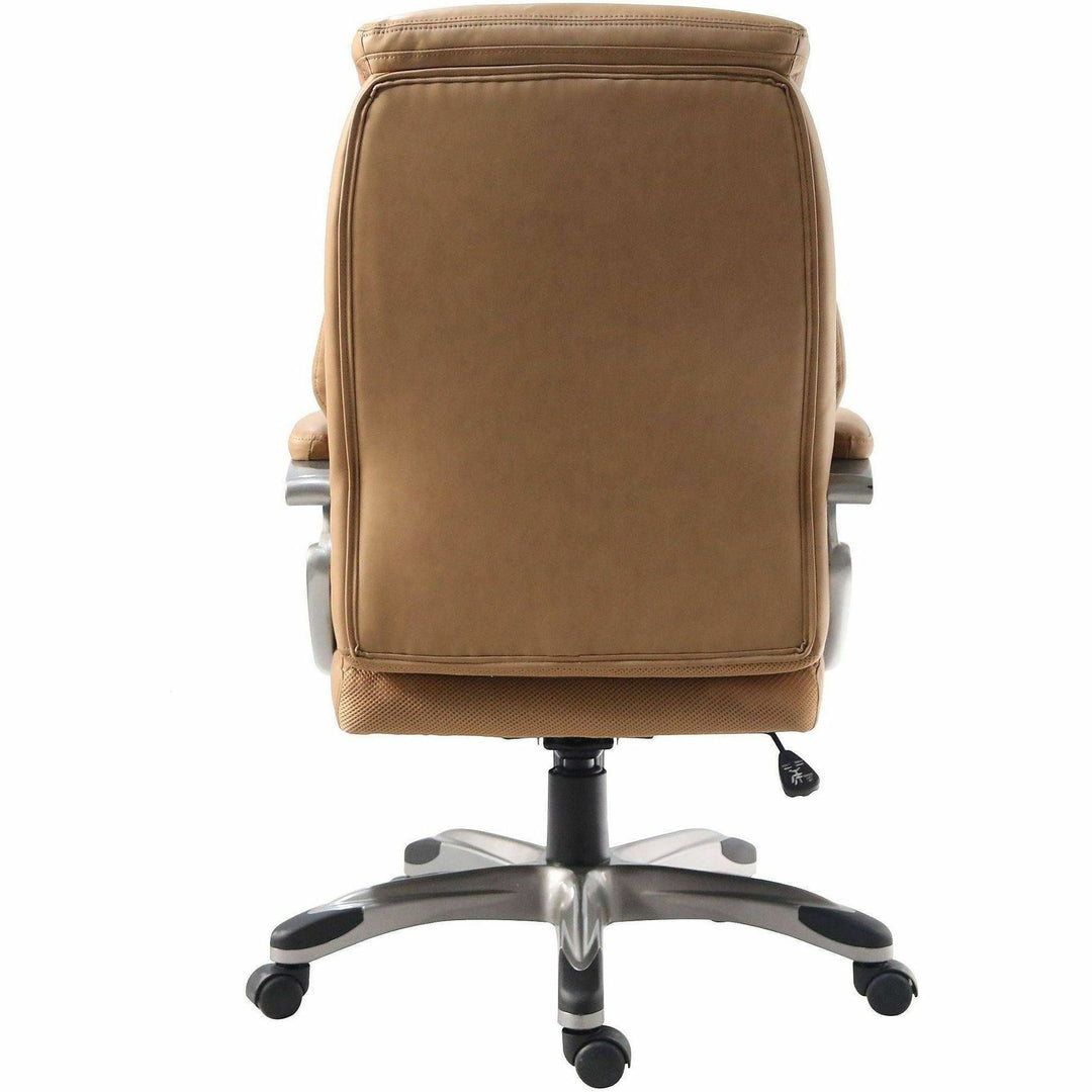 Image of Lorell High-Back Chair,PU,Loop Arms,25.4"x27.4"x41.9"-44.9",Caramel