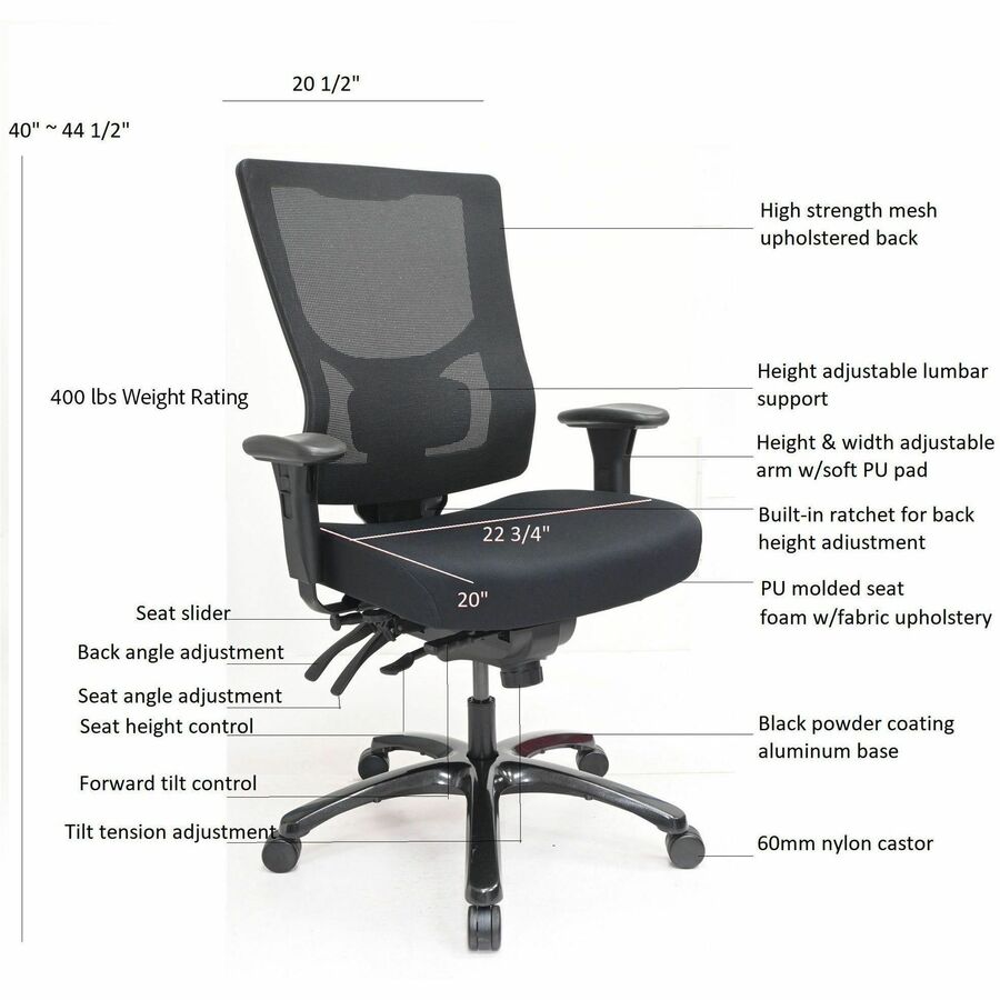 Image of Lorell 62010 Big & Tall Mesh High-Back Chair
