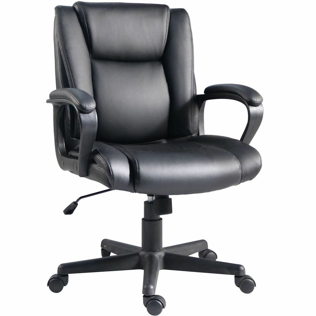 Image of Lorell Chair, PU Leather, 24"Wx26-2/5"Lx38-1/4"H, Black