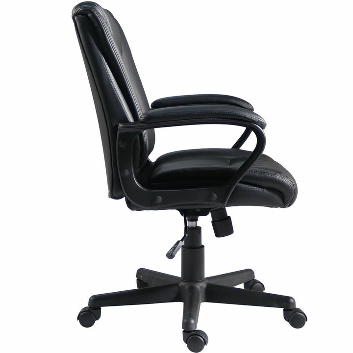 Image of Lorell Chair, PU Leather, 24"Wx26-2/5"Lx38-1/4"H, Black