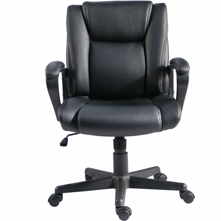 Image of Lorell Chair, PU Leather, 24"Wx26-2/5"Lx38-1/4"H, Black