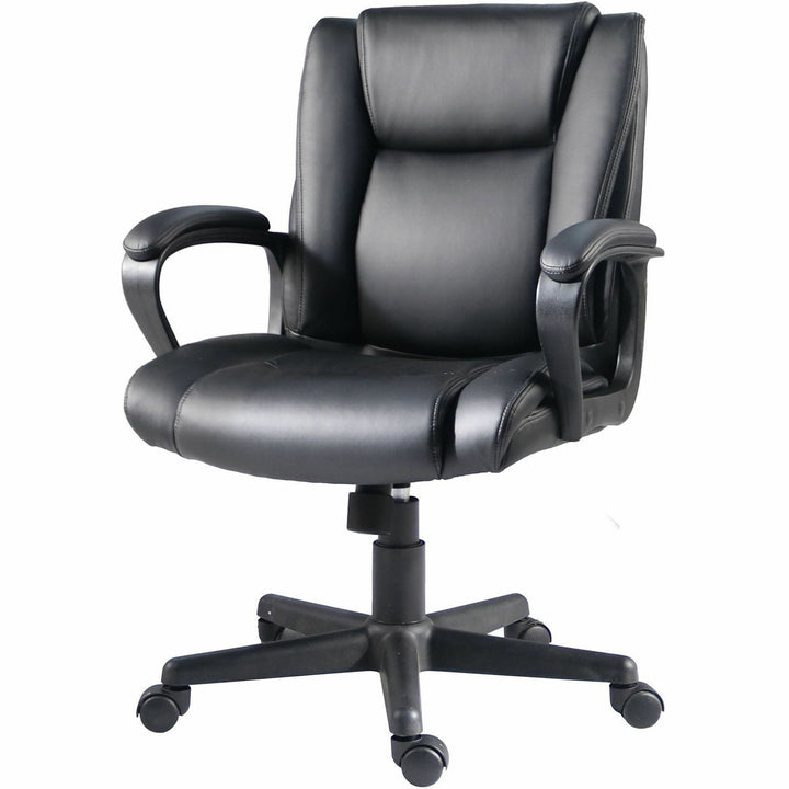 Image of Lorell Chair, PU Leather, 24"Wx26-2/5"Lx38-1/4"H, Black