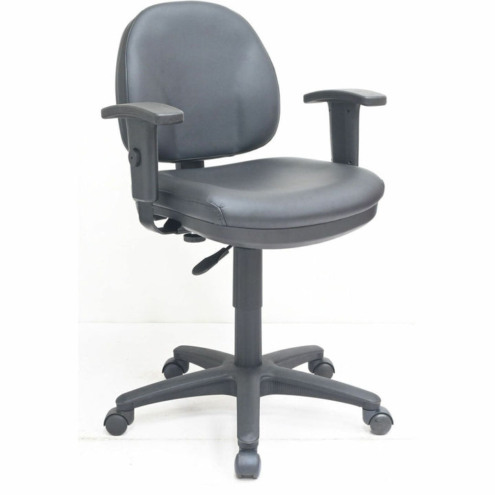 Image of Lorell 80014 Millenia Series Pneumatic Adjustable Task Chair, Vinyl Seat Material, Vinyl Back Material, 5-star Base, Black, Vinyl, Plastic, 1 Each
