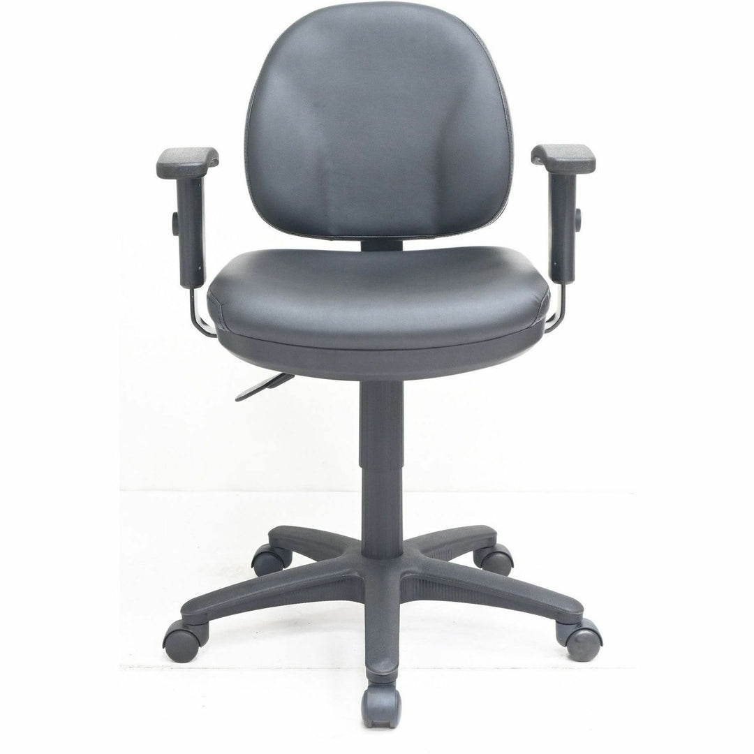 Image of Lorell 80014 Millenia Series Pneumatic Adjustable Task Chair, Vinyl Seat Material, Vinyl Back Material, 5-star Base, Black, Vinyl, Plastic, 1 Each