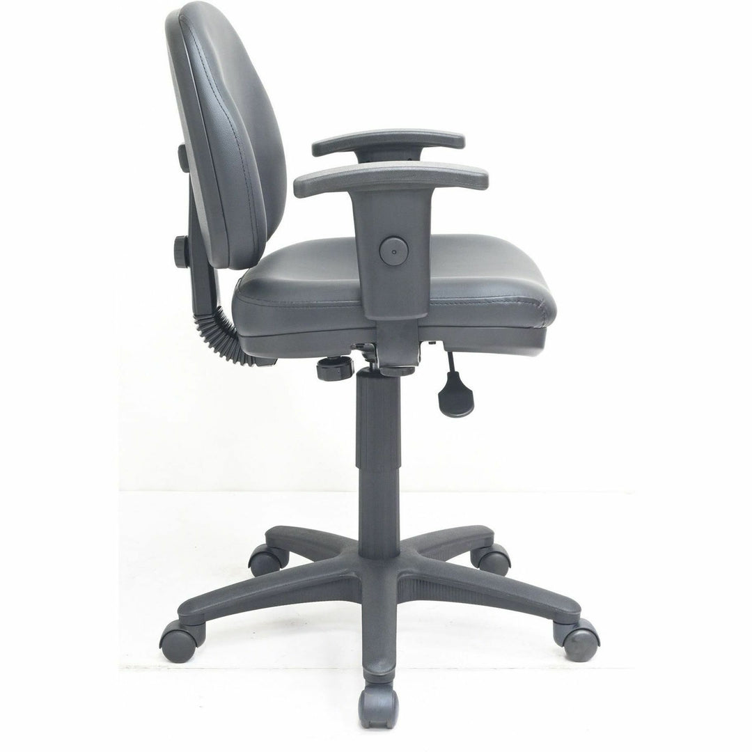 Image of Lorell 80014 Millenia Series Pneumatic Adjustable Task Chair, Vinyl Seat Material, Vinyl Back Material, 5-star Base, Black, Vinyl, Plastic, 1 Each