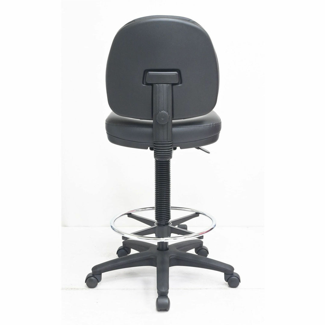 Image of Lorell 80018 Millenia Series Adjustable Task Stool with Back, Vinyl Seat Material, Vinyl Back Material, 5-star Base, Black, Vinyl, Plastic, 1 Each