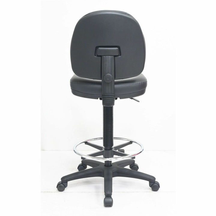 Image of Lorell 80018 Millenia Series Adjustable Task Stool with Back, Vinyl Seat Material, Vinyl Back Material, 5-star Base, Black, Vinyl, Plastic, 1 Each