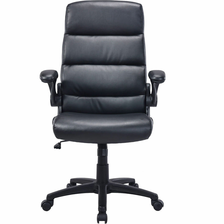 Image of Lorell High-Back Chair, Leather, 25.2"x27"x40.9-43.6",Black