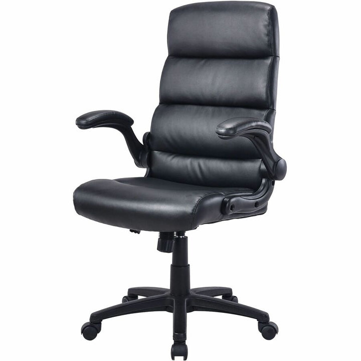 Image of Lorell High-Back Chair, Leather, 25.2"x27"x40.9-43.6",Black