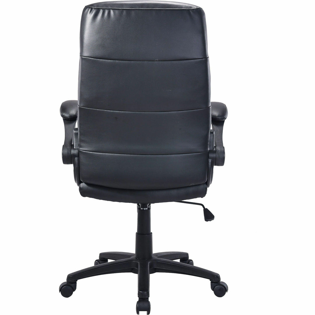 Image of Lorell High-Back Chair, Leather, 25.2"x27"x40.9-43.6",Black