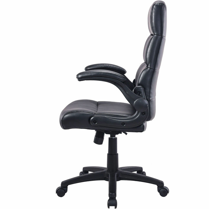 Image of Lorell High-Back Chair, Leather, 25.2"x27"x40.9-43.6",Black