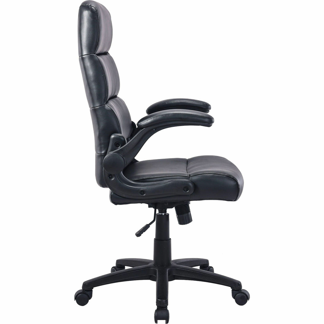 Image of Lorell High-Back Chair, Leather, 25.2"x27"x40.9-43.6",Black