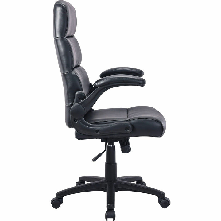Image of Lorell High-Back Chair, Leather, 25.2"x27"x40.9-43.6",Black