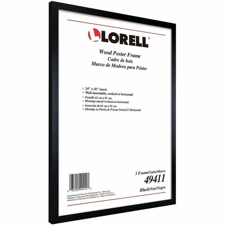 Image of Lorell Frame,Wood,Horizontal/Vertical,Rectangle,24"x36", Black