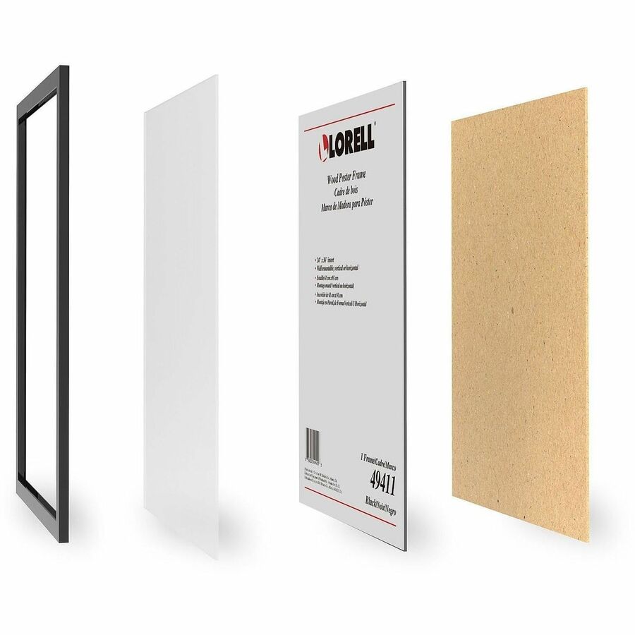 Image of Lorell Frame,Wood,Horizontal/Vertical,Rectangle,24"x36", Black