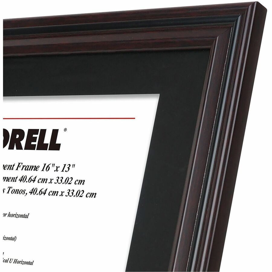 Image of Lorell 49417 Two-toned Certificate Frame, 16" x 13" Frame Size, Desktop, Wall Mountable, Vertical, Horizontal, Black, 1 Each