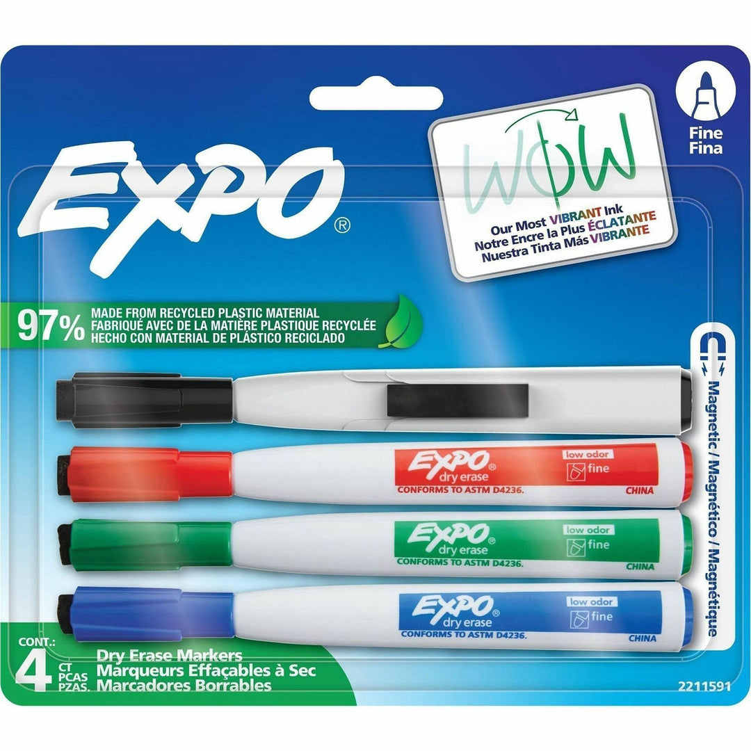 Image of Expo 2211591 Magnetic Dry Erase Markers, Erasable, Assorted Ink, Dry, 4 / Pack
