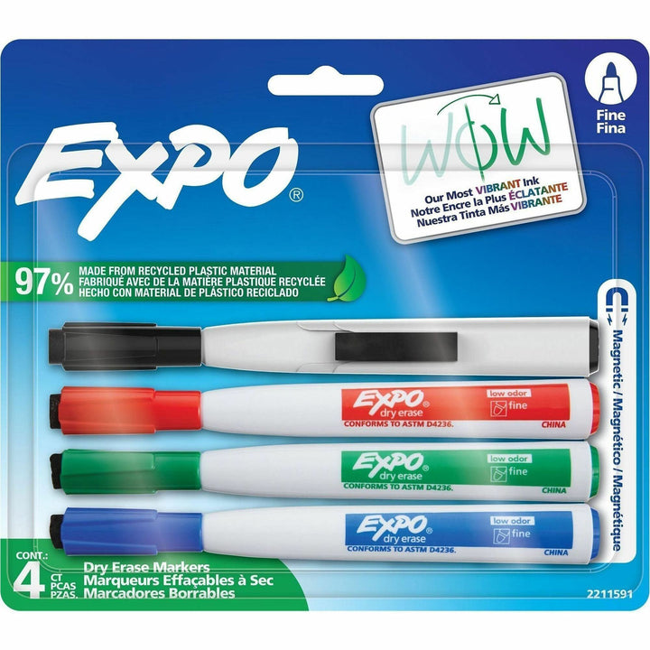 Image of Expo 2211591 Magnetic Dry Erase Markers, Erasable, Assorted Ink, Dry, 4 / Pack
