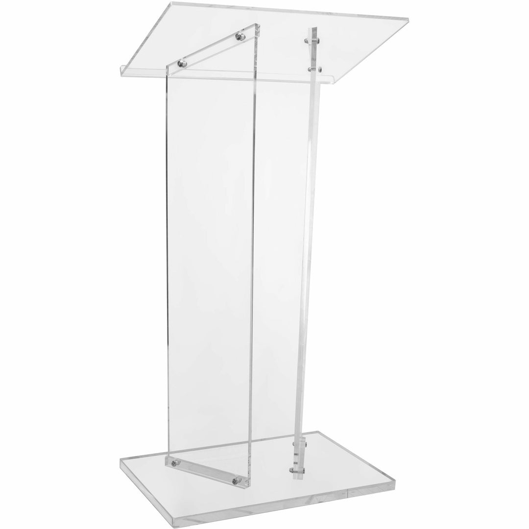 Image of Kantek AP360 Standing Lectern, 2 Legs, 41" H x 23.60" W x 16" Depth, Speaker, Presentation, Assembly Required, Clear, Acrylic, 1 Each