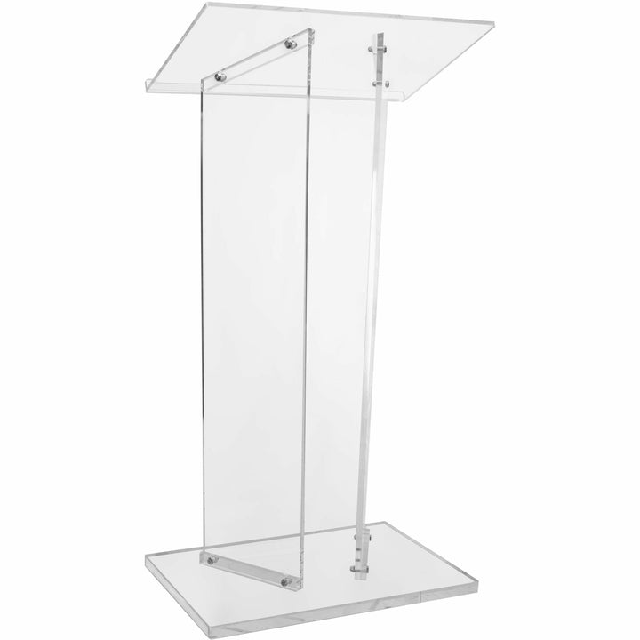 Image of Kantek AP360 Standing Lectern, 2 Legs, 41" H x 23.60" W x 16" Depth, Speaker, Presentation, Assembly Required, Clear, Acrylic, 1 Each