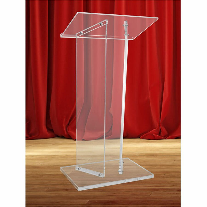 Image of Kantek AP360 Standing Lectern, 2 Legs, 41" H x 23.60" W x 16" Depth, Speaker, Presentation, Assembly Required, Clear, Acrylic, 1 Each