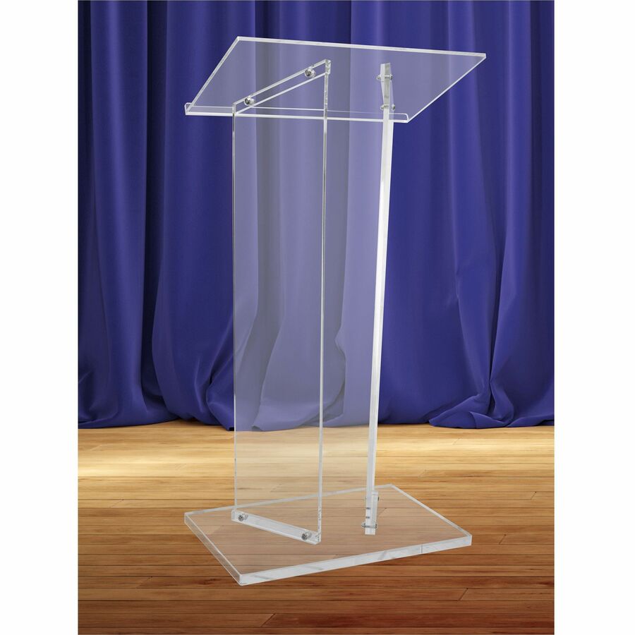 Image of Kantek AP360 Standing Lectern, 2 Legs, 41" H x 23.60" W x 16" Depth, Speaker, Presentation, Assembly Required, Clear, Acrylic, 1 Each