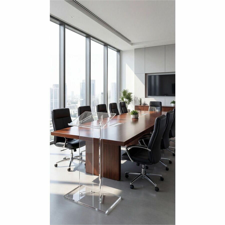 Image of Kantek AP360 Standing Lectern, 2 Legs, 41" H x 23.60" W x 16" Depth, Speaker, Presentation, Assembly Required, Clear, Acrylic, 1 Each