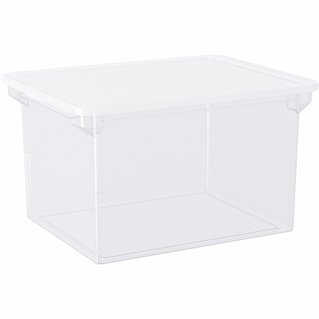 Image of Storex File Tote,w/Clear Lid,Letter/Legal,14"x18-1/3"x10-1/2",Clear