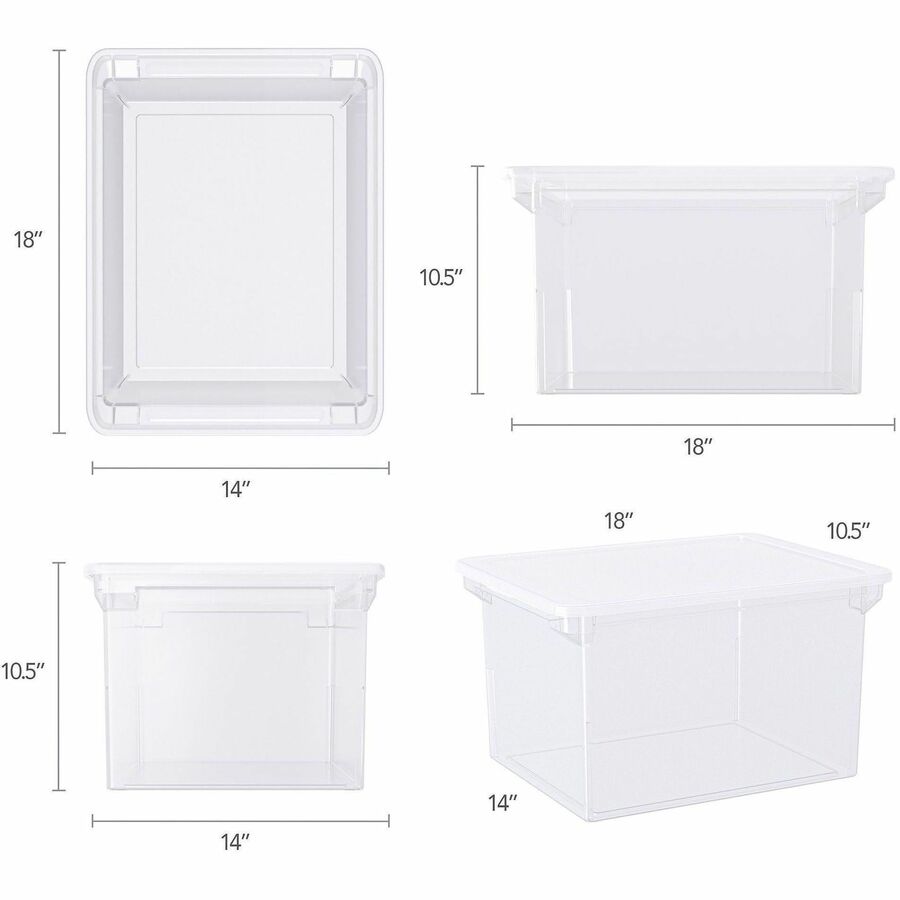 Image of Storex File Tote,w/Clear Lid,Letter/Legal,14"x18-1/3"x10-1/2",Clear