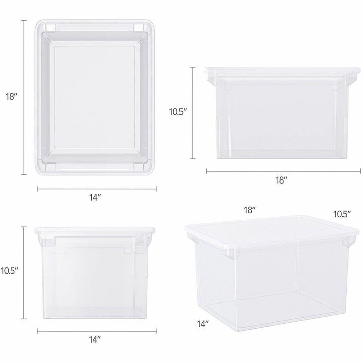 Image of Storex File Tote,w/Clear Lid,Letter/Legal,14"x18-1/3"x10-1/2",Clear