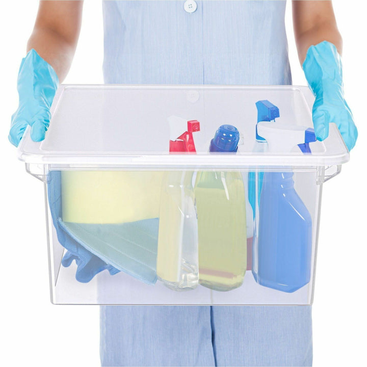 Image of Storex File Tote,w/Clear Lid,Letter/Legal,14"x18-1/3"x10-1/2",Clear