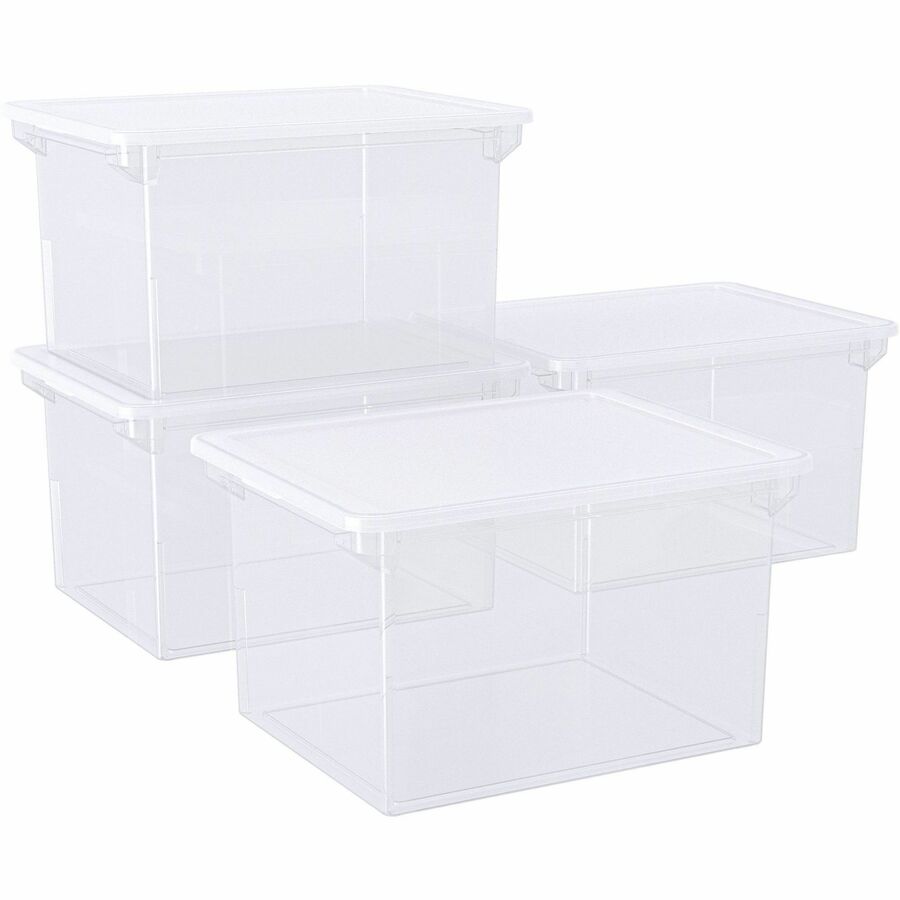 Image of Storex File Tote,w/Clear Lid,Letter/Legal,14"x18-1/3"x10-1/2",Clear