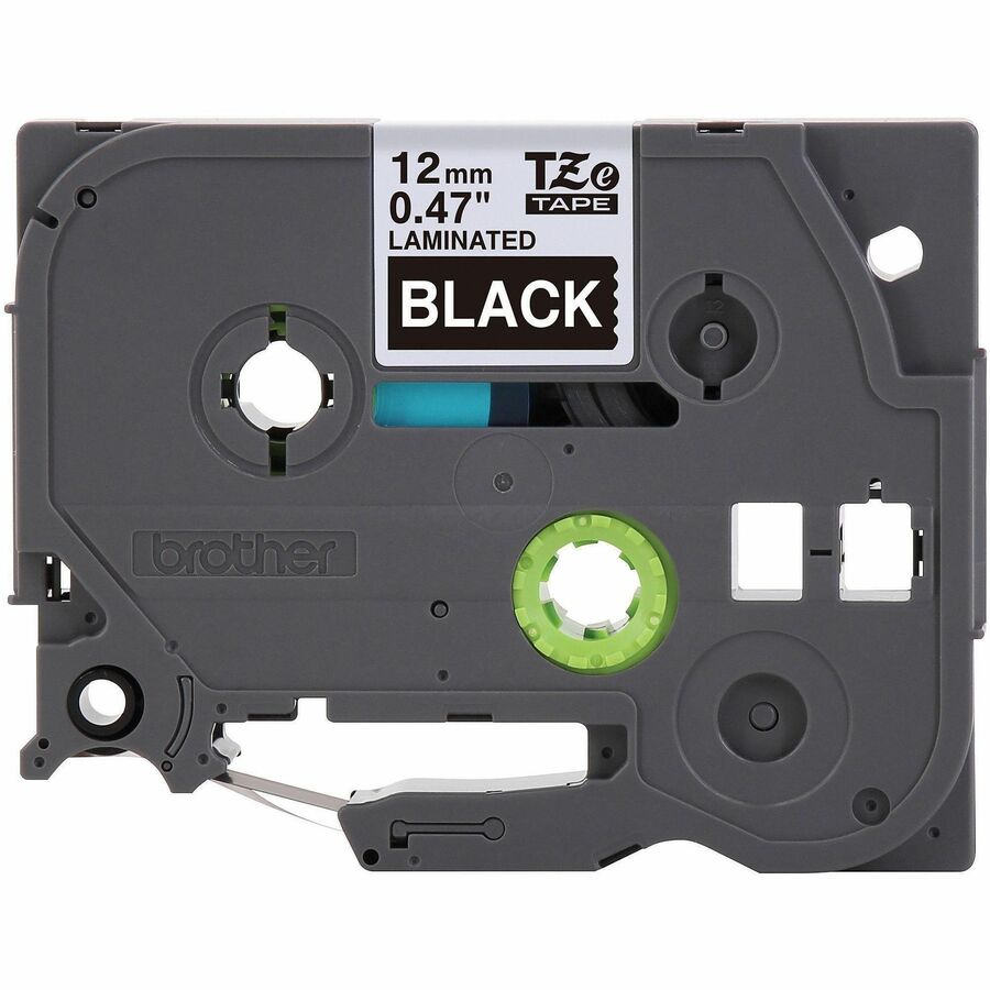 Image of P-touch TZE335G Genuine TZe335 WHT on BK Label Tape, Laminated, 12mmX8m, 15/32" Width, Black, Laminated, Water Resistant, 1 Each