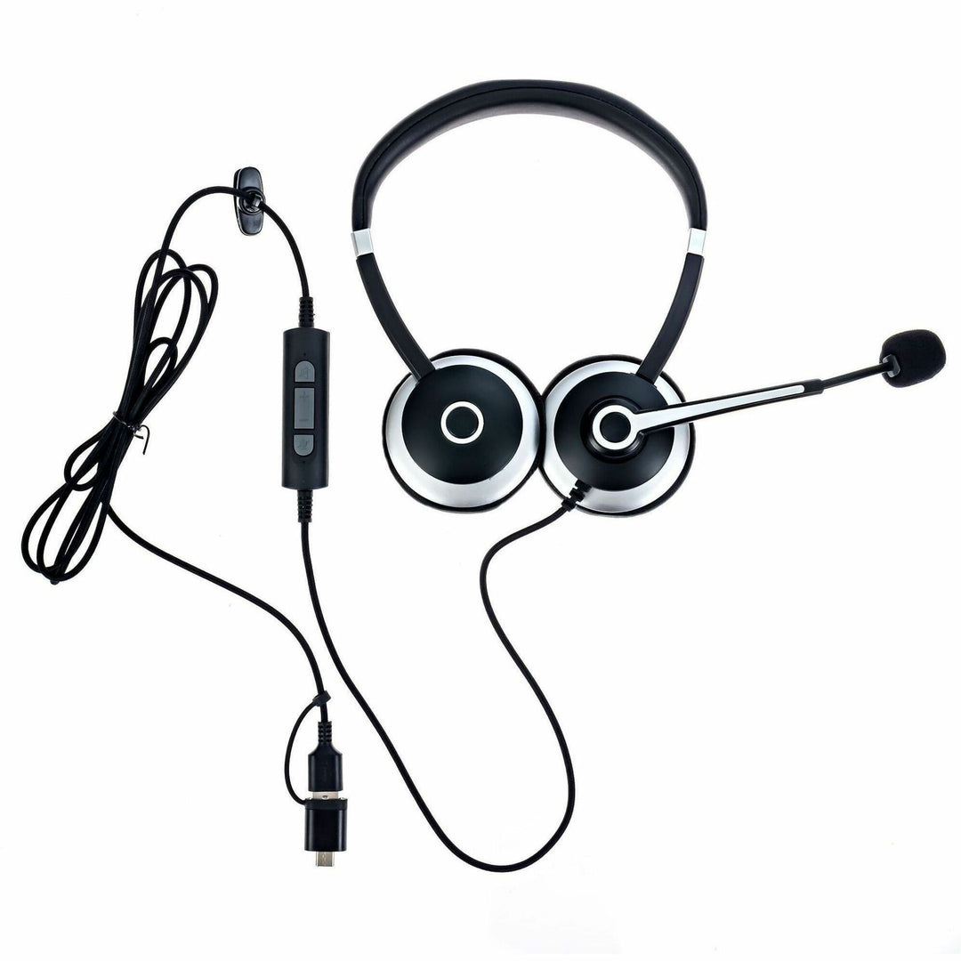 Image of Spracht HSUSB2 Headset, Stereo, USB, Wired, Over-the-head, On-ear, Binaural, Supra-aural, Noise Cancelling Microphone, Black, 1 Each