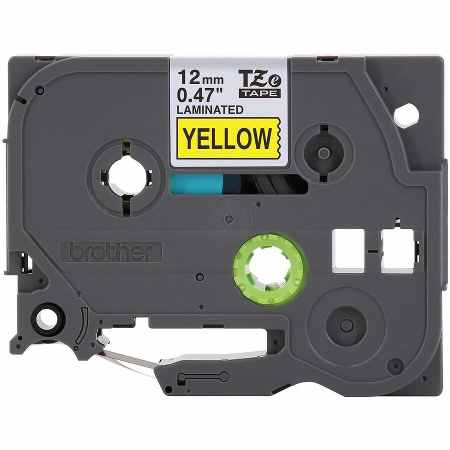 Image of P-touch TZES631G Genuine TZeS631 BK on YL Label Tape, Strong Adhesive Lam., 12mmX8m, 15/32" Width, Yellow, Laminated, Water Resistant, 1 Each