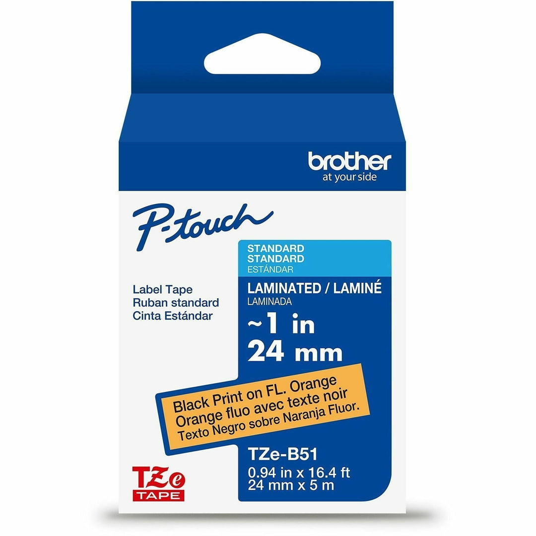 Image of P-touch TZEB51G Genuine TZeB51 BK on FLUOR ORG Label Tape, Laminated, 24mmX5m