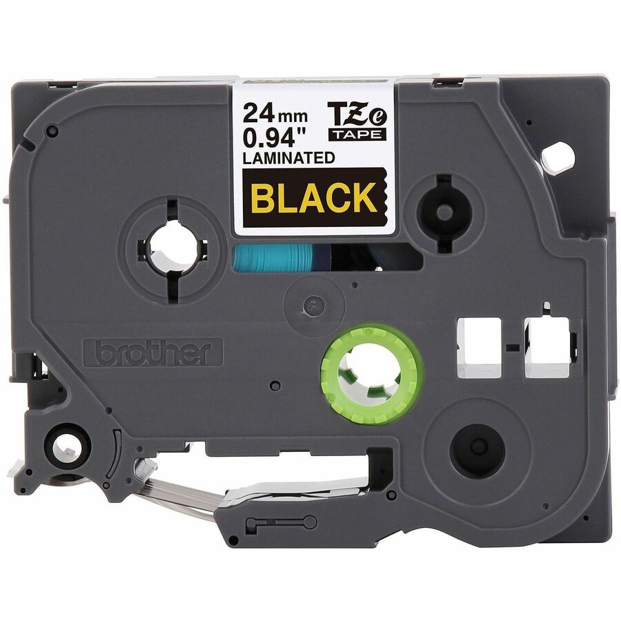 Image of P-touch TZE345G Genuine TZe345 WHT on BK Label Tape, Laminated, 18mmX8m, 45/64" Width, Black, Laminated, Water Resistant, 1 Each