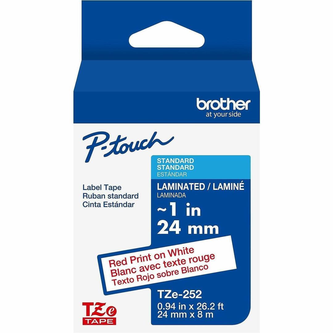 Image of P-touch TZE252G Genuine TZe252 RD on WHT Label Tape, Laminated, 24mmX8m